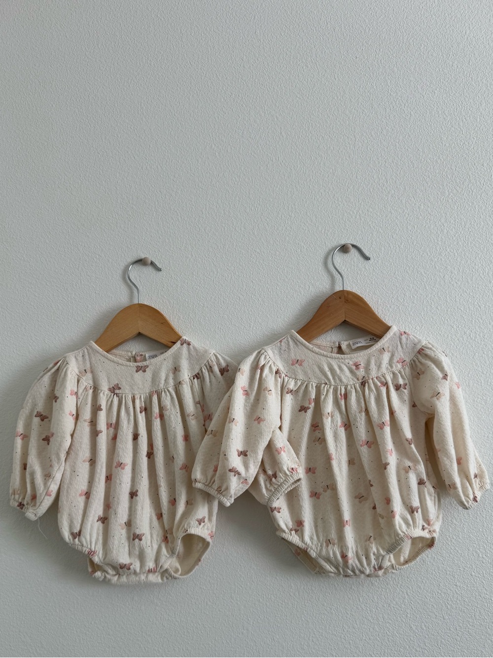 Twins bundle Zara Cream Butterfly Bubble Romper